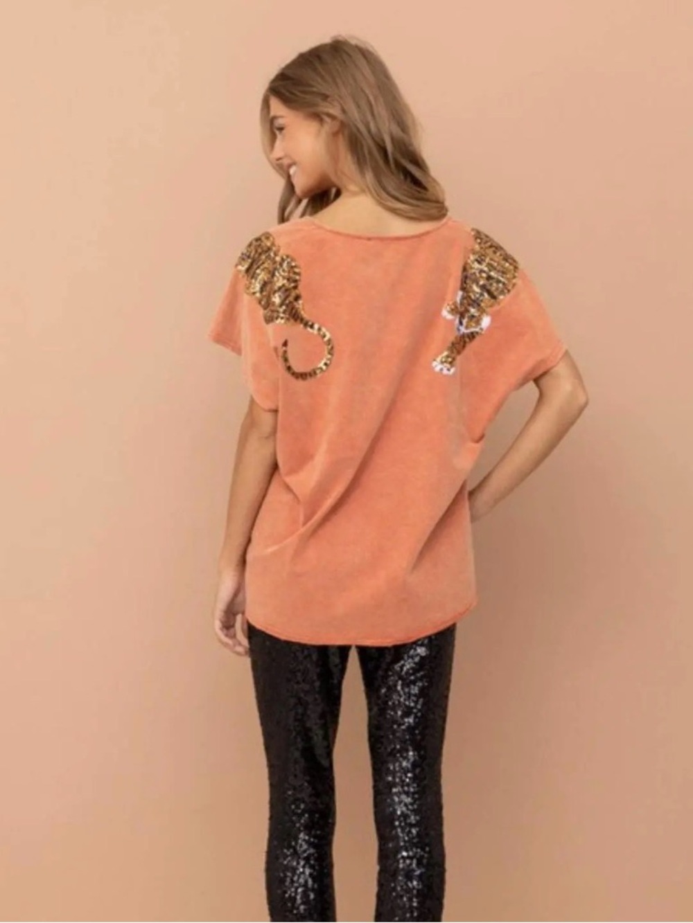 NWT Blue B Embellished Orange Short-Sleeve Women's Top GAME day!!